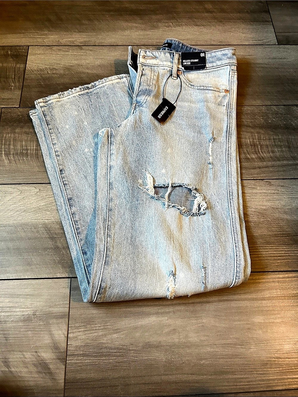 Express Low Rise Relaxed Straight Jeans Blue Waist 27